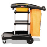 RUBBERMAID COMMERCIAL PROD. 9T7200BK High Capacity Cleaning Cart, Plastic, 4 Shelves, 2 Bins, 21.75" x 49.75" x 38.38", Black