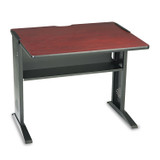 SAFCO PRODUCTS 1930 Computer Desk with Reversible Top, 35.5" x 28" x 30", Mahogany/Medium Oak/Black