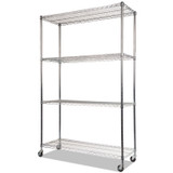 ALERA SW604818SR NSF Certified 4-Shelf Wire Shelving Kit with Casters, 48w x 18d x 72h, Silver