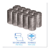 BOARDWALK 2432L Low-Density Waste Can Liners, 16 gal, 0.35 mil, 24" x 32", Black, 50 Bags/Roll, 10 Rolls/Carton