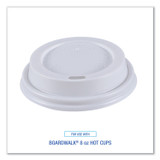 BOARDWALK HOTWH8 Hot Cup Lids, Fits 8 oz Hot Cups, Plastic, White, 50/Sleeve, 20 Sleeves/Carton