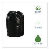 STOUT by Envision™ T5051B15 Total Recycled Content Plastic Trash Bags, 65 gal, 1.5 mil, 50" x 51", Black/Brown, 100/Carton