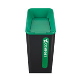 RUBBERMAID COMMERCIAL PROD. 2078991 Sustain Decorative Refuse with Recycling Lid, 15 gal, Metal/Plastic, Black/Green