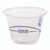 ECO-PRODUCTS,INC. EPCR9 BlueStripe 25% Recycled Content Cold Cups, 9 oz, Plastic, Clear/Blue, 50/Pack, 20 Packs/Carton