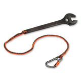 TENACIOUS HOLDINGS, INC. ergodyne® 19808 Squids 3108F(x)Tool Lanyard with Locking Aluminum Carabiner + Loop, 15 lb Max Working Capacity, 38" to 48" Long, Orange/Gray