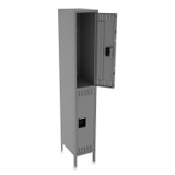 TENNSCO DTS1218361MG Double Tier Locker with Legs, Single Stack, 12w x 18d x 78h, Medium Gray