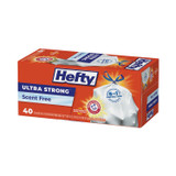 REYNOLDS FOOD PACKAGING Hefty® E88338CT Extra Heavy-Duty Ultra Strong Tall Kitchen Trash Bags, Drawstring, 13 gal, 23.75" x 24.88", White, 40 Bags/Box, 6 Boxes/CT