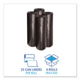 BOARDWALK 522 Recycled Low-Density Polyethylene Can Liners, 56 gal, 1.6 mil, 43" x 47", Black, Perforated, 20 Bags/Roll, 5 Rolls/Carton