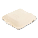 BOARDWALK HNGE3C9NPFA Bagasse PFAS-Free Food Containers, 3-Compartment, 9 x 3.19 x 9, Tan, Bamboo/Sugarcane, 200/Carton