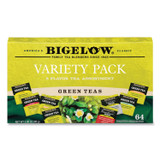 KEURIG DR PEPPER Bigelow® 30568 Green Tea Assortment, Individually Wrapped, Eight Flavors, 64 Tea Bags/Box