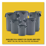 RUBBERMAID COMMERCIAL PROD. 2643-60 YEL Vented Round Brute Container, 44 gal, Plastic, Yellow