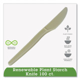 WNA, INC. EPS001PK EcoSense Renewable Plant Starch Cutlery, Knife, Plastic, Cream, 50/Pack