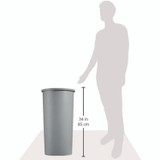 RUBBERMAID COMMERCIAL PROD. 354600GY Untouchable Large Plastic Round Waste Receptacle, 22 gal, Plastic, Gray