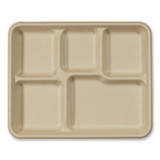 WORLD CENTRIC TRSC5CLFS Fiber Foodservice Trays, 5 Compartments, 8.5 x 10.24 x 1.01, Natural, Paper, 400/Carton