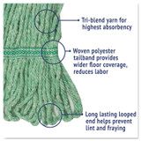 BOARDWALK 502GNEA Super Loop Wet Mop Head, Cotton/Synthetic Fiber, 5" Headband, Medium Size, Green