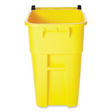 RUBBERMAID COMMERCIAL PROD. 9W27 YEL Square Brute Rollout Container, 50 gal, Molded Plastic, Yellow