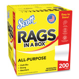 KIMBERLY CLARK Scott® 75260CT Rags in a Box, POP-UP Box, 12 x 9, White, 200/Box, 8 Boxes/Carton