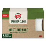 3M/COMMERCIAL TAPE DIV. Scotch-Brite® 97036UG Greener Clean Non-Scratch Scrub Sponge, 2.6 x 3.3, 0.7" Thick, White, 6/Pack