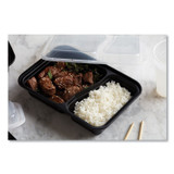 PACTIV EVERGREEN CORPORATION NC8288B Newspring VERSAtainer Microwavable Containers, Rectangular, 2 Compartments, 30 oz, Black/Clear, Plastic, 150/Carton