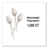 BERK ENTERPRISES INC Berkley Square 1015000 Mediumweight Polypropylene Cutlery, Spork, Plastic, White, 1,000/Carton