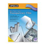 APOLLO AUDIO VISUAL PP201C Plain Paper Laser Transparency Film with Handling Strip, 8.5 x 11, Black on Clear, 100/Box