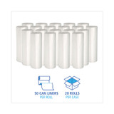 BOARDWALK 242306 High-Density Can Liners, 10 gal, 6 mic, 24" x 23", Natural, 50 Bags/Roll, 20 Rolls/Carton