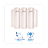 BOARDWALK RH4048S High Density Industrial Can Liners Coreless Rolls, 45 gal, 16 mic, 40" x 48", Natural, Perforated, 25 Bags/Roll, 10 Rolls/CT