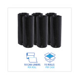 BOARDWALK 510 Low-Density Waste Can Liners, 16 gal, 1 mil, 24 x 32, Black, 10 Bags/Roll, 15 Rolls/Carton