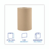 BOARDWALK 6252 Hardwound Paper Towels, 1-Ply, 8" x 350 ft, Natural, 12 Rolls/Carton