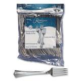 WNA, INC. REF320FK Reflections Heavyweight Plastic Utensils, Fork, Silver, 40/Pack, 8 Packs/Carton