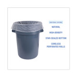 BOARDWALK 385814 High-Density Can Liners, 60 gal, 11 mic, 38" x 58", Natural, Perforated Roll, 25 Bags/Roll, 8 Rolls/Carton