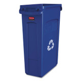 RUBBERMAID COMMERCIAL PROD. 354007BE Slim Jim Plastic Recycling Container with Venting Channels, 23 gal, Plastic, Blue