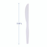 BOARDWALK KNIFEMWPSCT Mediumweight Polystyrene Cutlery, Knife, Plastic, White, 100/Box, 10 Boxes/Carton