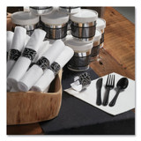 HOFFMASTER 119971 CaterWrap Heavyweight Cutlery Combo Kit, Fork/Knife/Napkin/Spoon, Plastic, Black, 100/Carton
