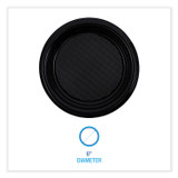 BOARDWALK PLTHIPS6BL Hi-Impact Plastic Dinnerware, Plate, 6" dia, Black, 1,000/Carton