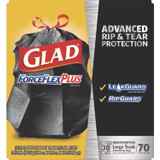 CLOROX SALES CO. Glad® 70358 ForceFlexPlus Drawstring Large Trash Bags, 30 gal, 1.05 mil, 30" x 32", Black, 70/Box