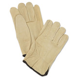 MCR SAFETY 3400L Unlined Pigskin Driver Gloves, Gunn Cut, Straight Thumb, Large, Cream, 12 Pairs