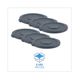 BOARDWALK 32GLWRLIDG Lids for 32 gal Waste Receptacle, Flat-Top, Round, Plastic, Gray