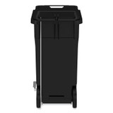 SAFCO PRODUCTS 9926BL Plastic Step-On Receptacle, 32 gal, Metal, Black