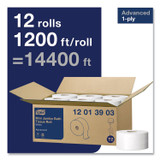 SCA TISSUE Tork® 12013903 Advanced Jumbo Bath Tissue, Septic Safe, 1-Ply, 3.48" x 1,200 ft, White, 12 Rolls/Carton