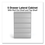 ALERA HLF4267LG Lateral File, 5 Legal/Letter/A4/A5-Size File Drawers, 1 Roll-Out Posting Shelf, Light Gray, 42" x 18.63" x 67.63"