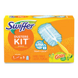 PROCTER & GAMBLE Swiffer® 74330 Dusters Starter Kit, Dust Lock Fiber, 6" Handle, Blue/Yellow, Gain Scent