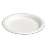 PERK 61286 PFAS-Free Compostable Bagasse Plates, Sugarcane, 6" dia, White, 250/Pack