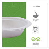 ECO-PRODUCTS,INC. EPBL12NFA Vanguard Renewable and Compostable Sugarcane Bowls, 12 oz, White, 1,000/Carton