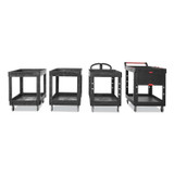 RUBBERMAID COMMERCIAL PROD. 9T6700BLA Service/Utility Carts, Plastic, 2 Shelves, 500 lb Capacity, 24" x 40" x 31.25", Black