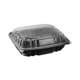 PACTIV EVERGREEN CORPORATION DC109100B000 EarthChoice Vented Dual Color Microwavable Hinged Lid Container, 66 oz, 10.5 x 9.5 x 3, Black/Clear, Plastic, 132/Carton