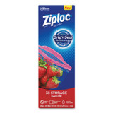 SC JOHNSON Ziploc® 314470 Double Zipper Storage Bags, Triple System Seal, Gallon, 10.56" x 10.75", Clear, 38 Bags/Box, 9 Boxes/Carton