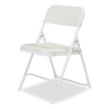NATIONAL PUBLIC SEATING NPS® 821 800 Series Plastic Folding Chair, Supports Up to 500 lb, 18" Seat Height, Bright White Seat, White Base, 4/Carton