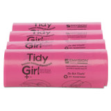 STOUT Tidy Girl™ TGUF Feminine Hygiene Sanitary Disposal Bags, 4" x 4" x 10", Pink/Black, 150 Bags/Roll, 4 Rolls/Carton