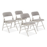 NATIONAL PUBLIC SEATING NPS® 2302 2300 Series Fabric Triple Brace Double Hinge Premium Folding Chair, Supports Up to 500 lb, Greystone, 4/Carton